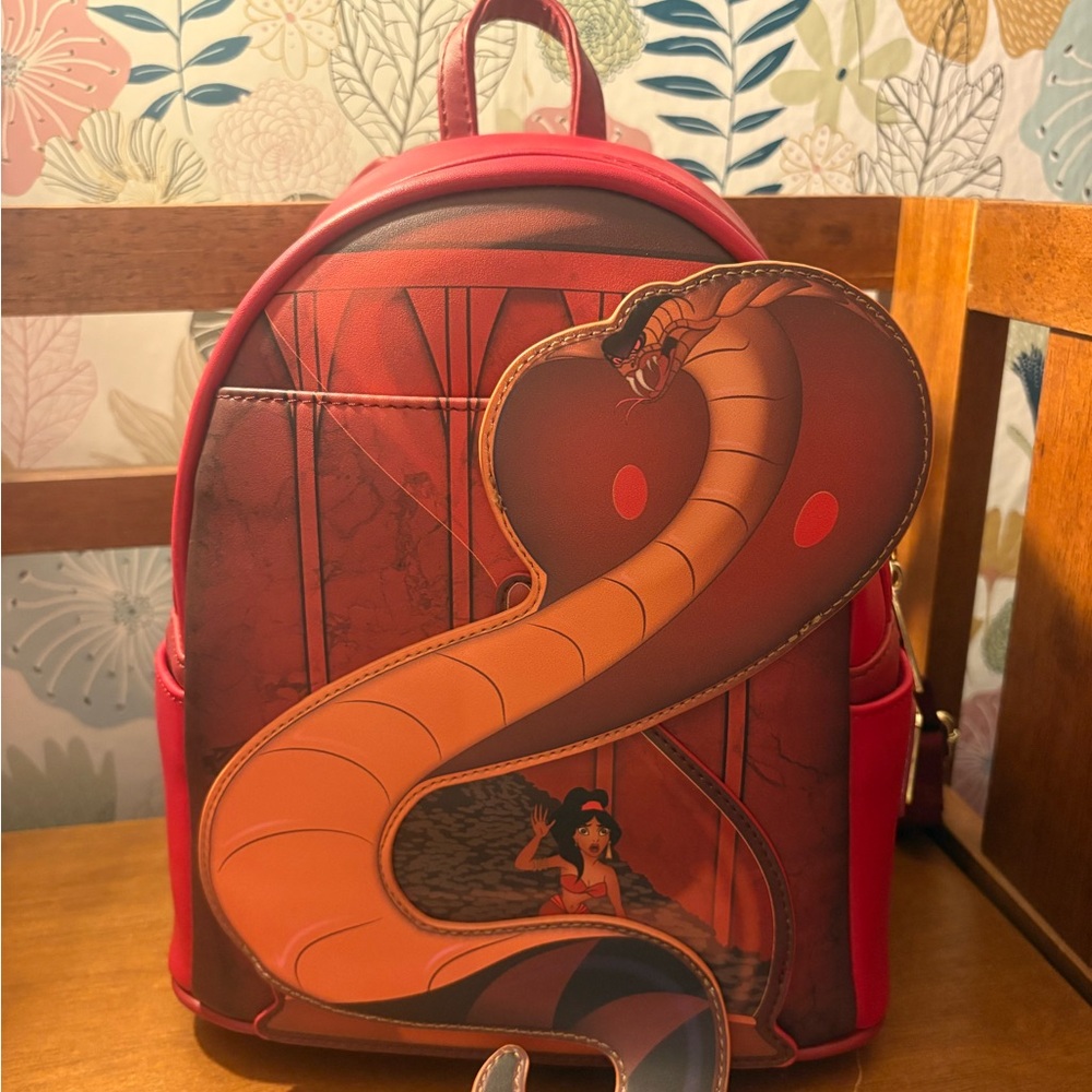 Loungefly Disney Princess Jasmine and Jafar  Snake backpack. NWT